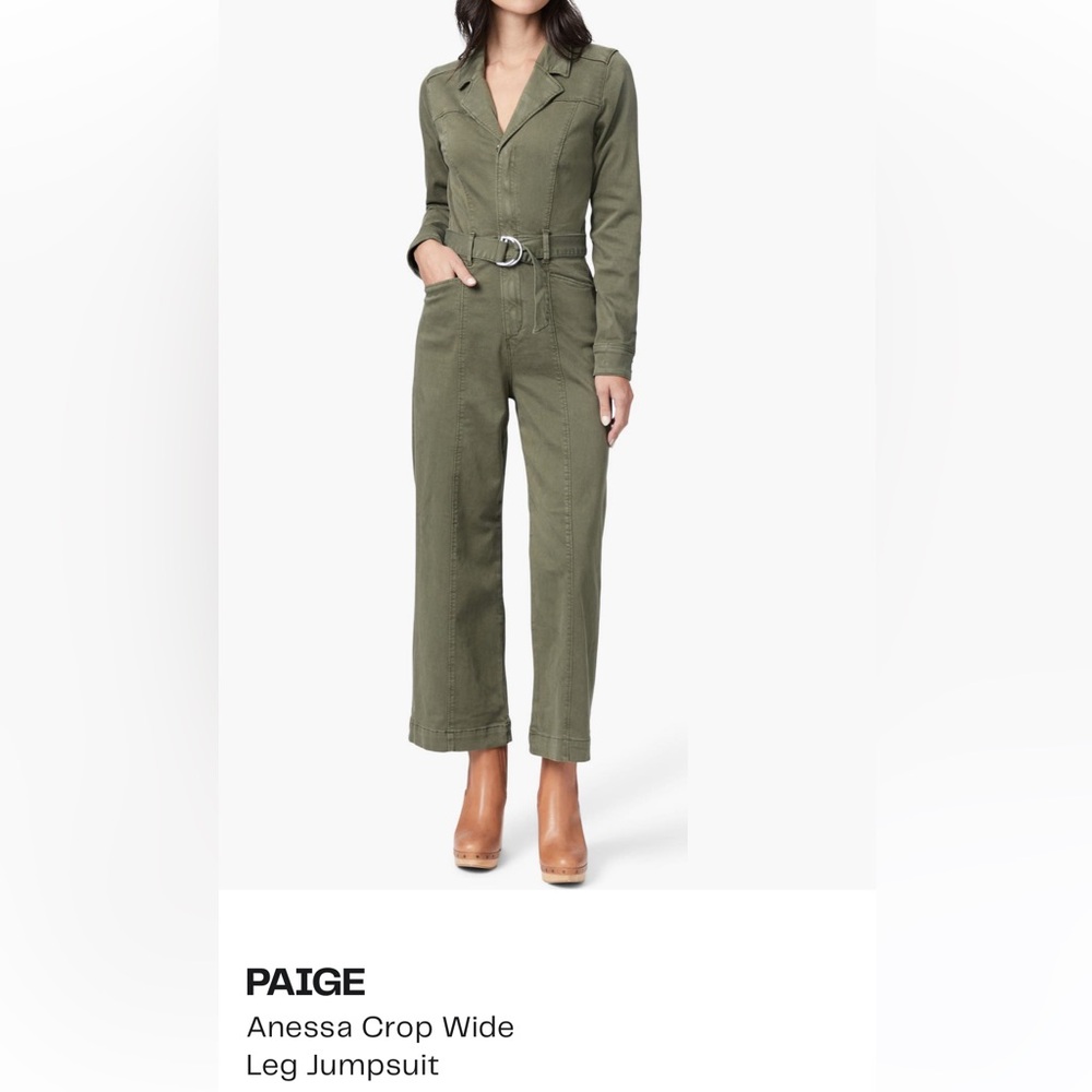 PAIGE Olive Green Anessa Crop Wide Leg Jumpsuit